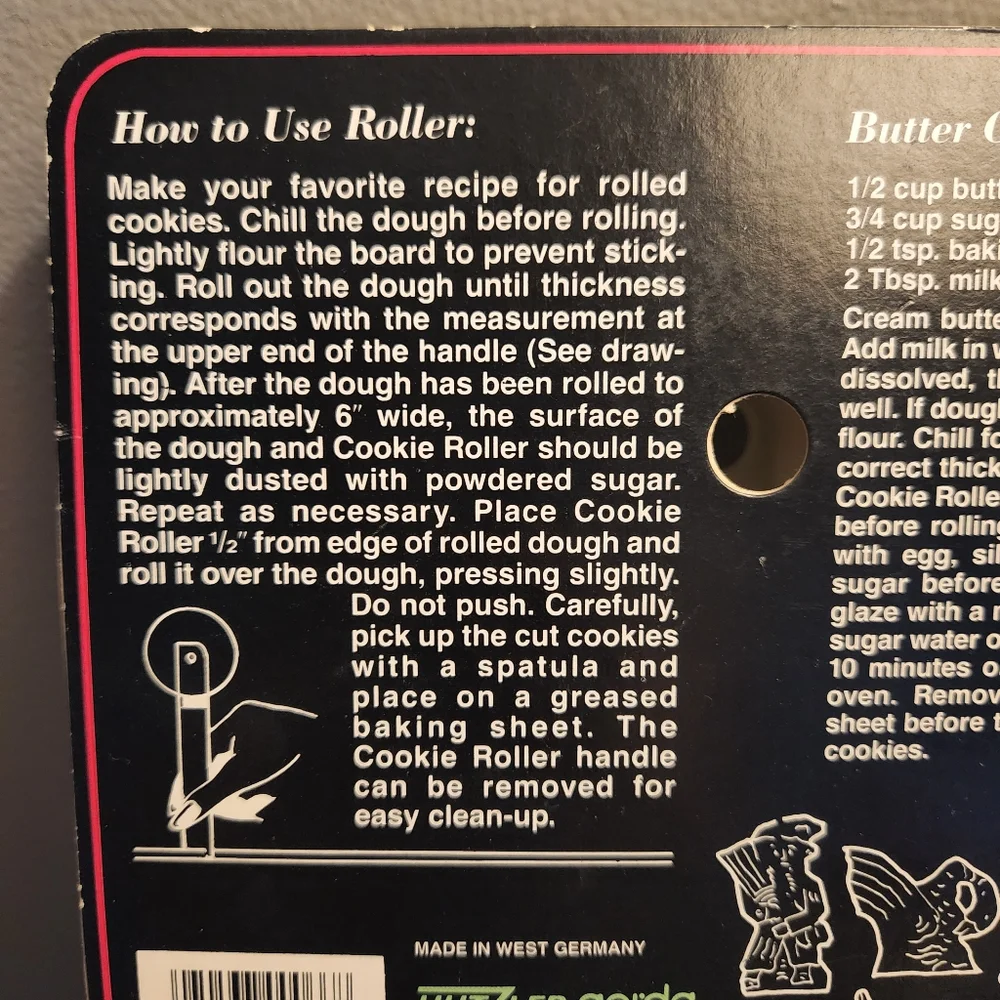 Hutzler Holiday Cookie Roller #65 1988 West Germany European Designs NEW